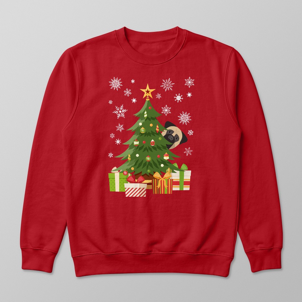 Behind The Christmas Tree: Personalised {breedFullName} Sweatshirt