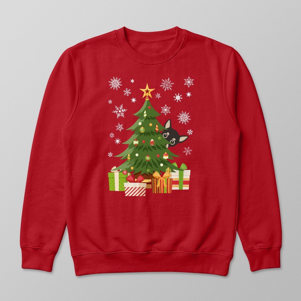 Behind The Christmas Tree: Personalised {breedFullName} Sweatshirt
