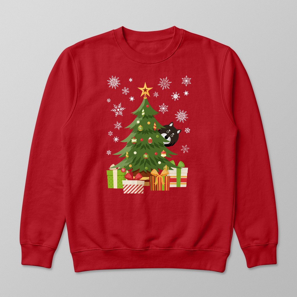 Behind The Christmas Tree: Personalised {breedFullName} Sweatshirt