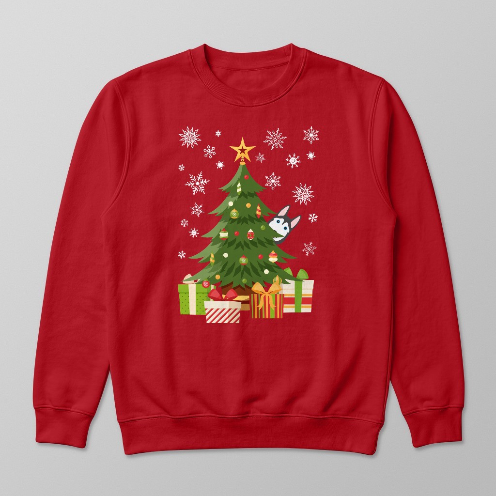 Behind The Christmas Tree: Personalised {breedFullName} Sweatshirt