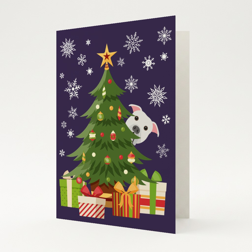 Behind The Christmas Tree: Personalized {breedFullName} Card