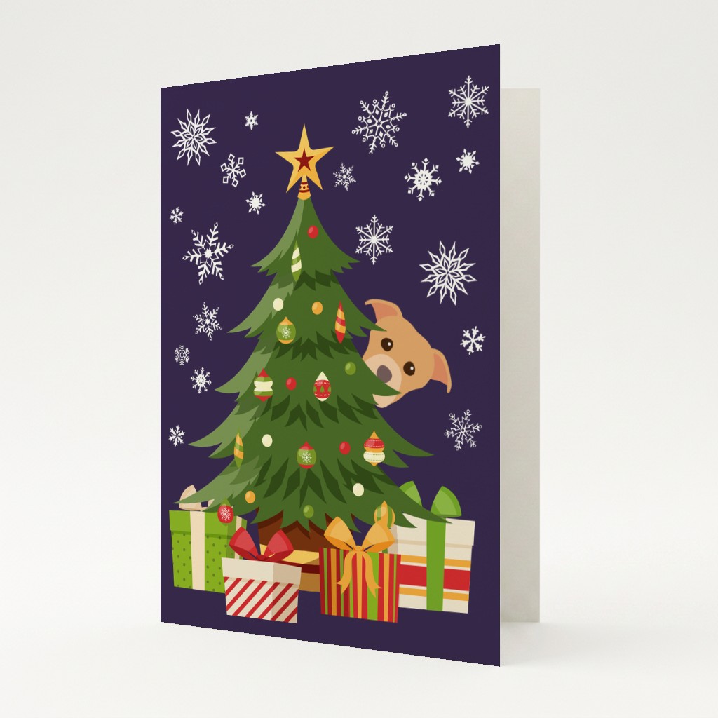 Behind The Christmas Tree: Personalised {breedFullName} Card