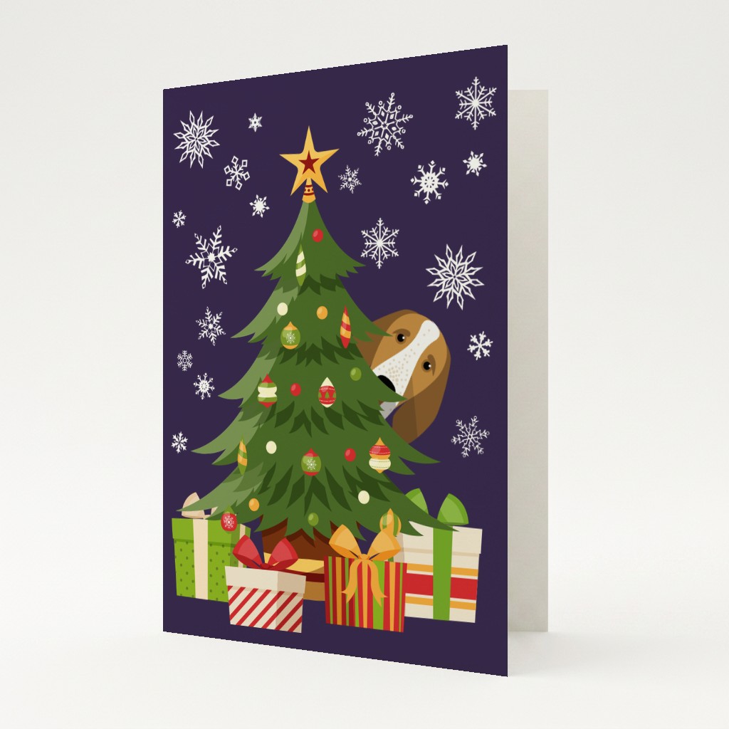 Behind The Christmas Tree: Personalised {breedFullName} Card