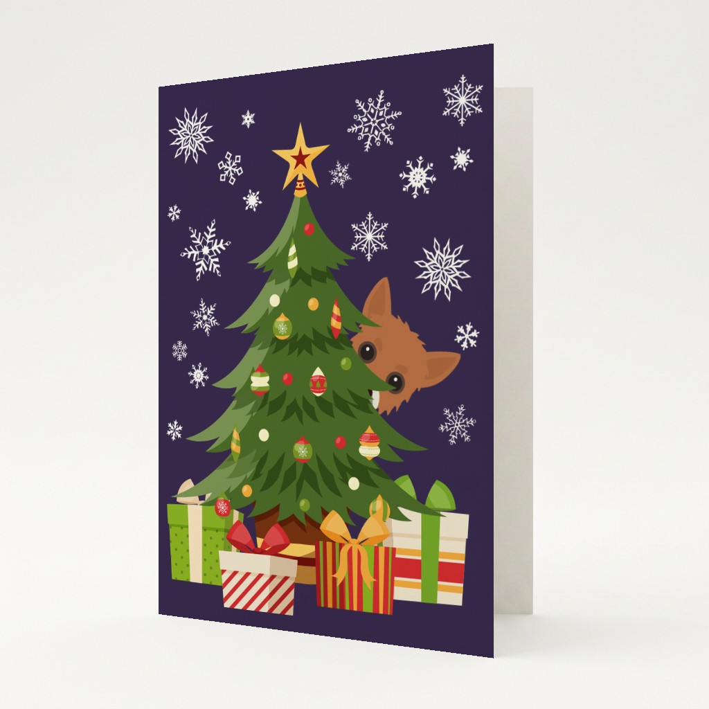 Behind The Christmas Tree: Personalised {breedFullName} Card