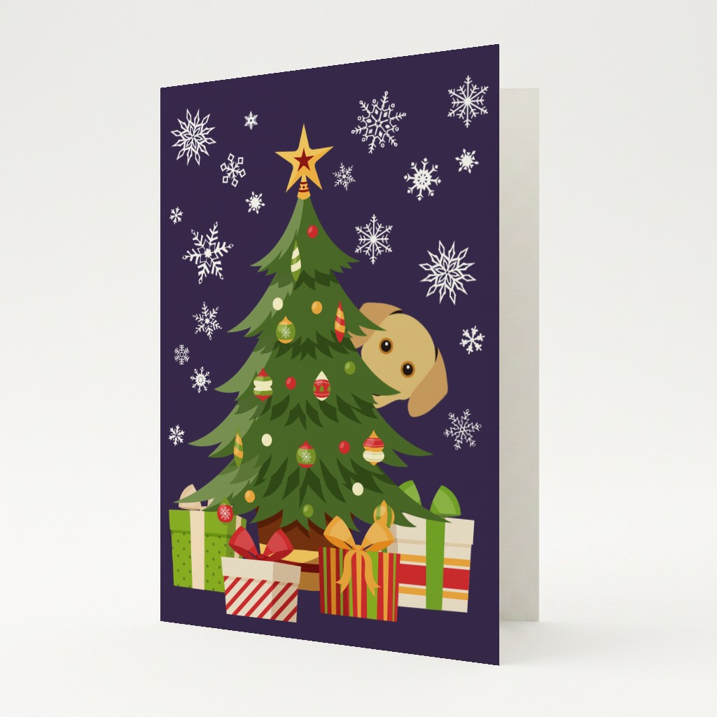 Behind The Christmas Tree: Personalized {breedFullName} Card