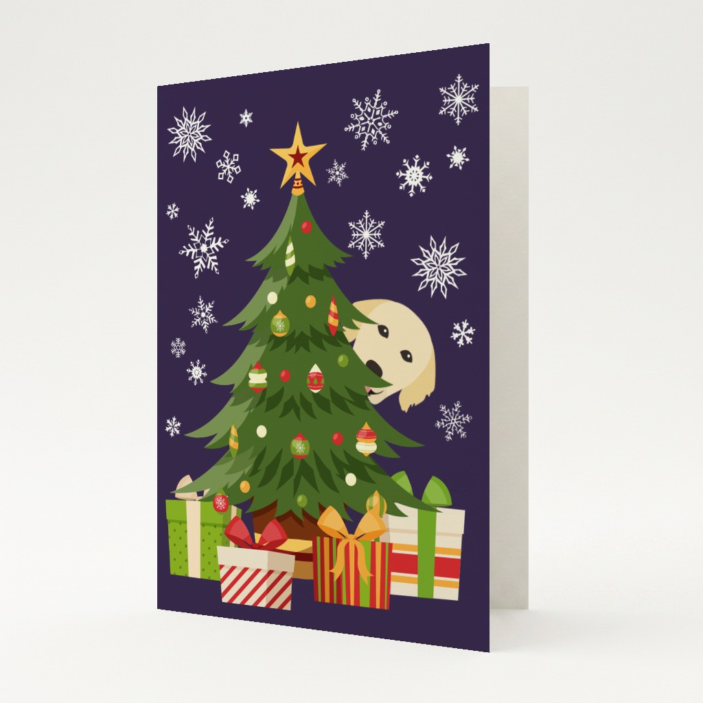 Behind The Christmas Tree: Personalized {breedFullName} Card