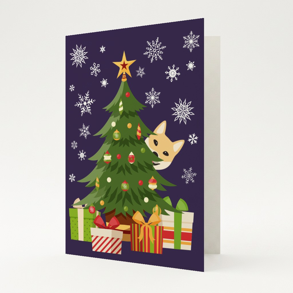 Behind The Christmas Tree: Personalised {breedFullName} Card