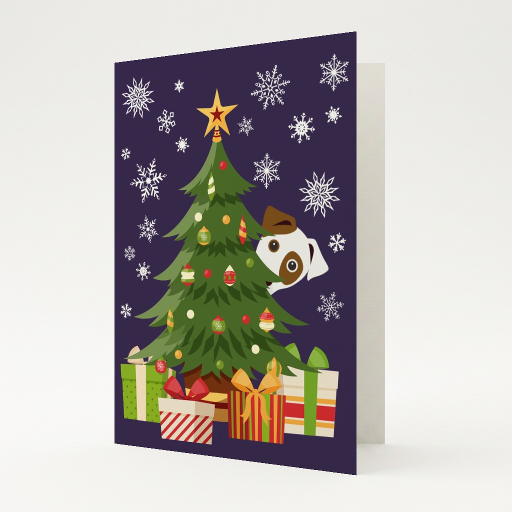Behind The Christmas Tree: Personalised {breedFullName} Card