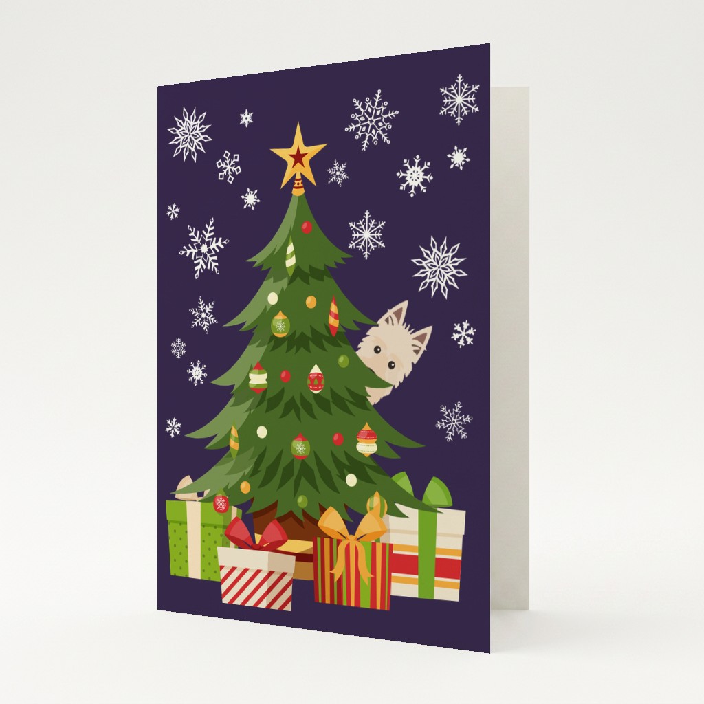 Behind The Christmas Tree: Personalised {breedFullName} Card