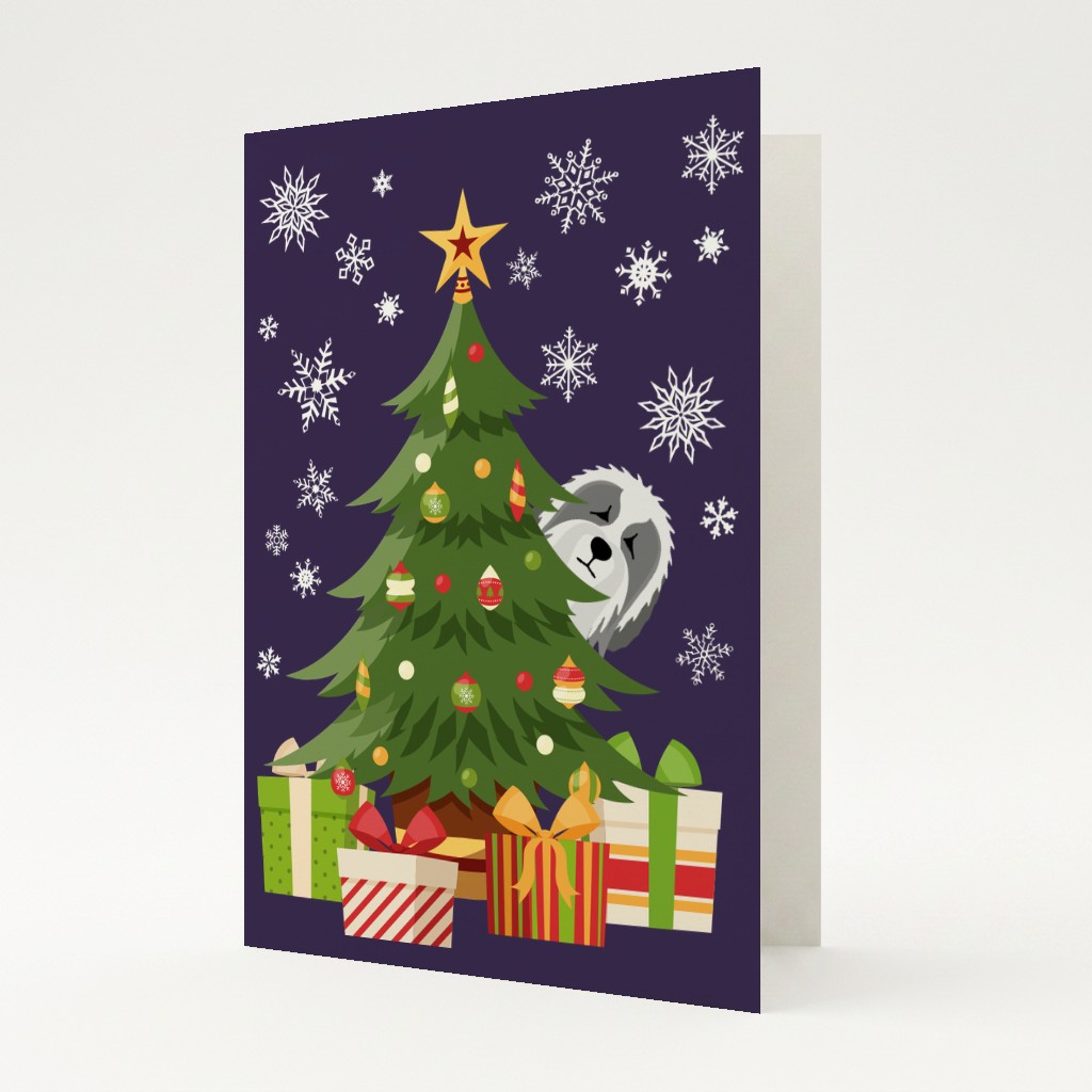 Behind The Christmas Tree: Personalized {breedFullName} Card