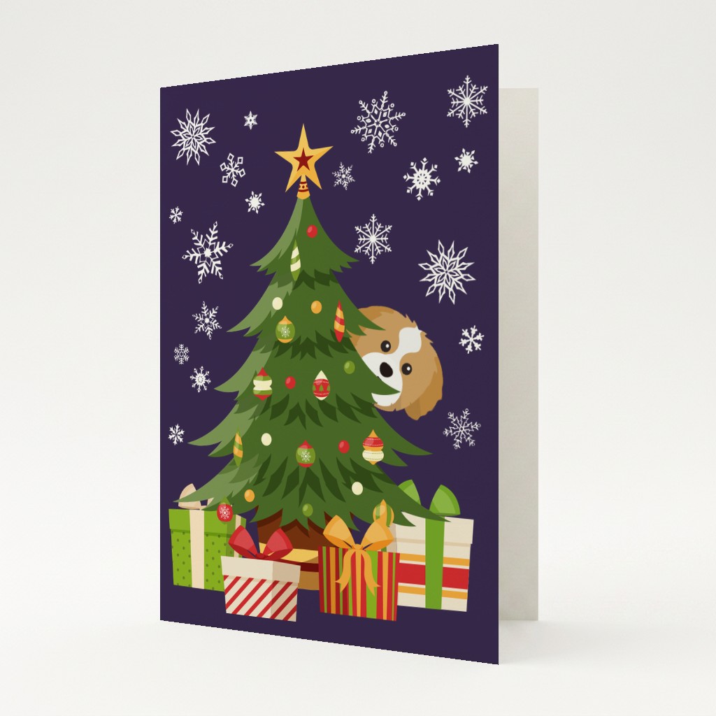 Behind The Christmas Tree: Personalised {breedFullName} Card