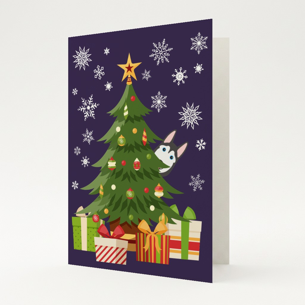 Behind The Christmas Tree: Personalised {breedFullName} Card