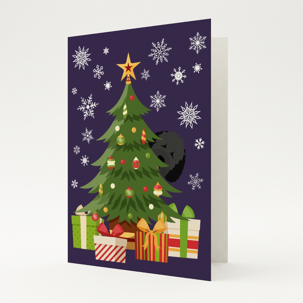 Behind The Christmas Tree: Personalised {breedFullName} Card