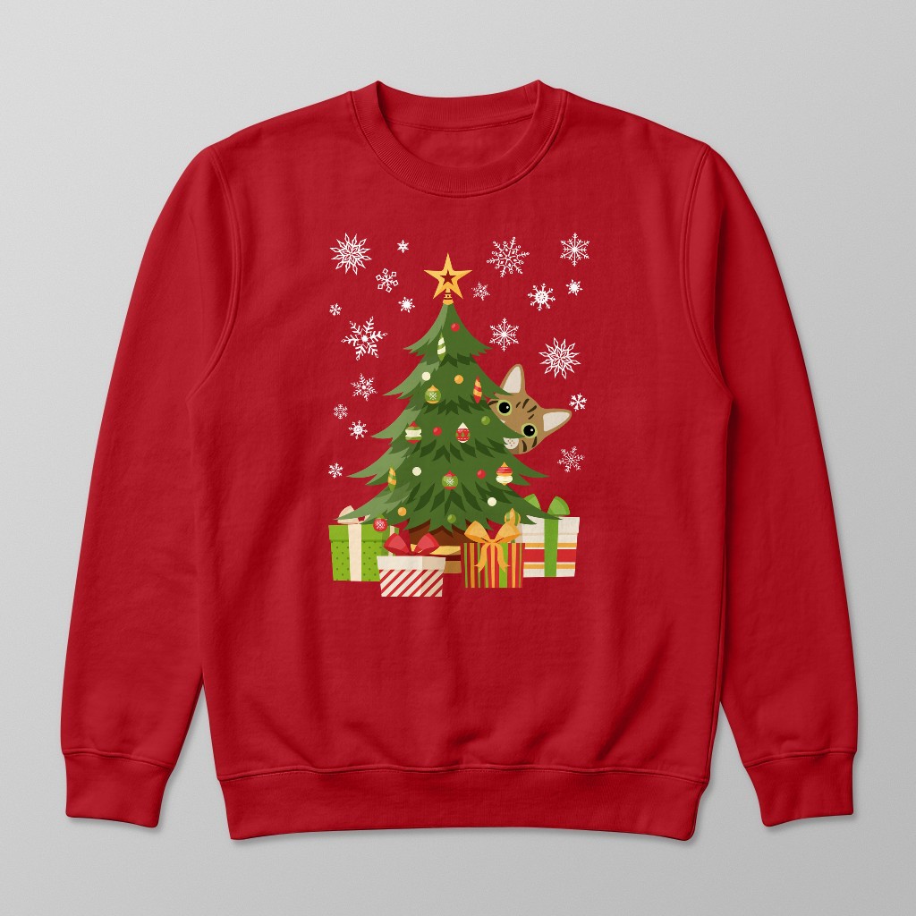 Behind The Christmas Tree: Personalised {breedFullName} Sweatshirt