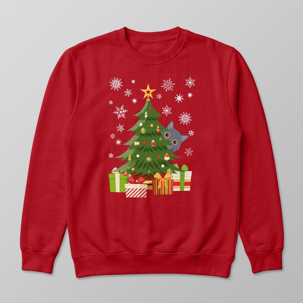 Behind The Christmas Tree: Personalised {breedFullName} Sweatshirt