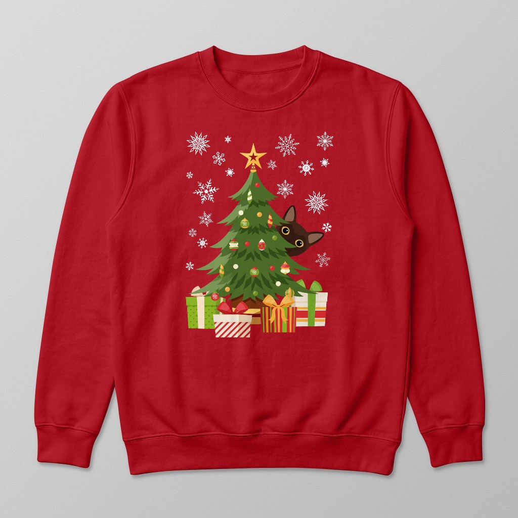 Behind The Christmas Tree: Personalised {breedFullName} Sweatshirt