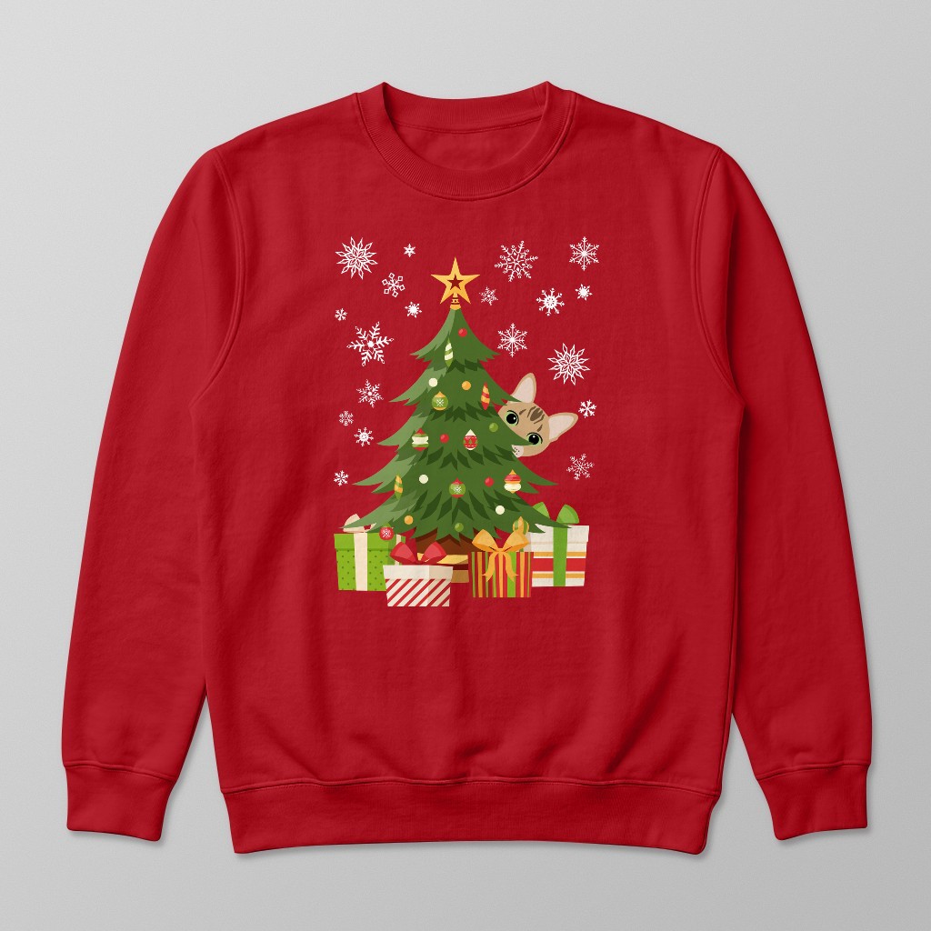 Behind The Christmas Tree: Personalised {breedFullName} Sweatshirt
