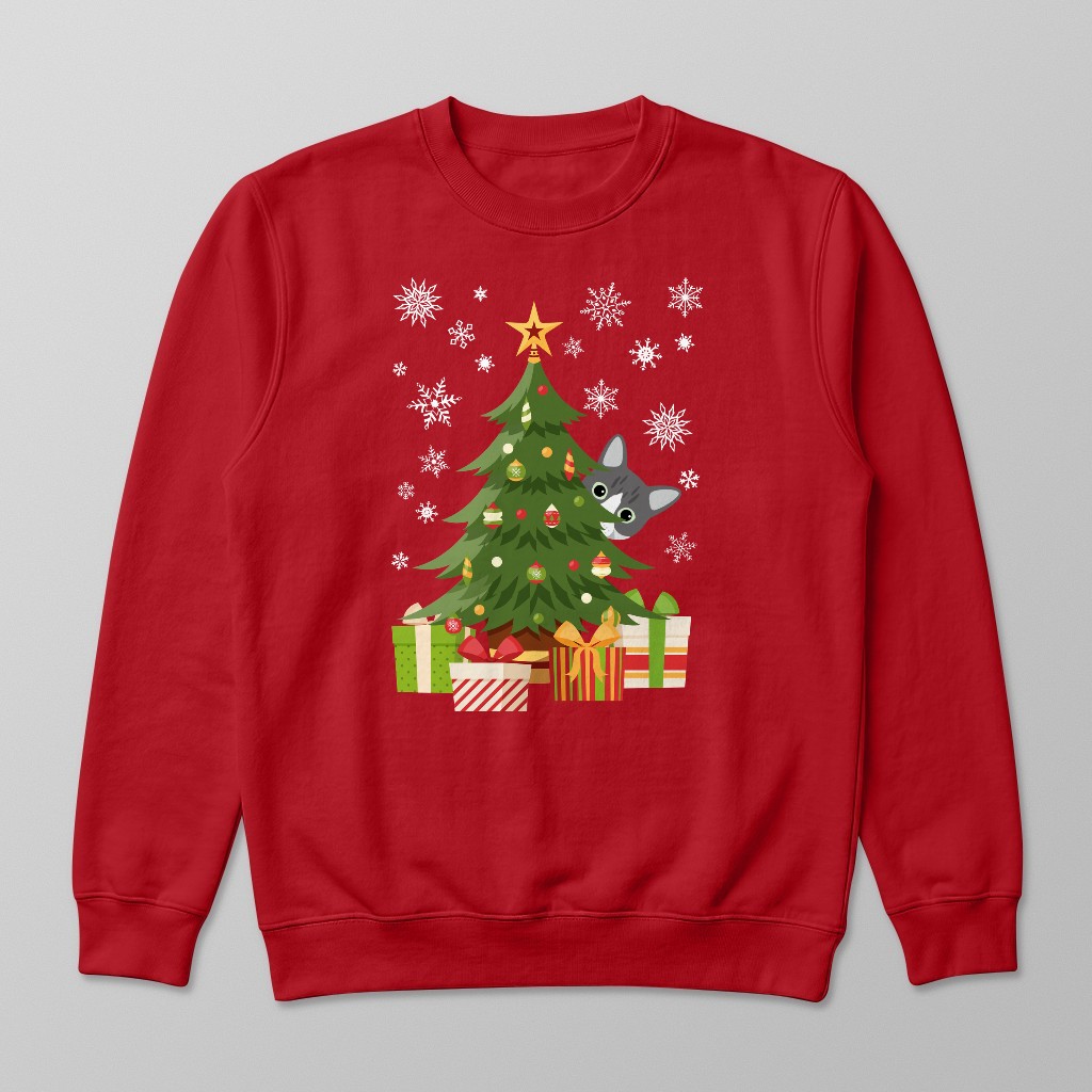 Behind The Christmas Tree: Personalised {breedFullName} Sweatshirt