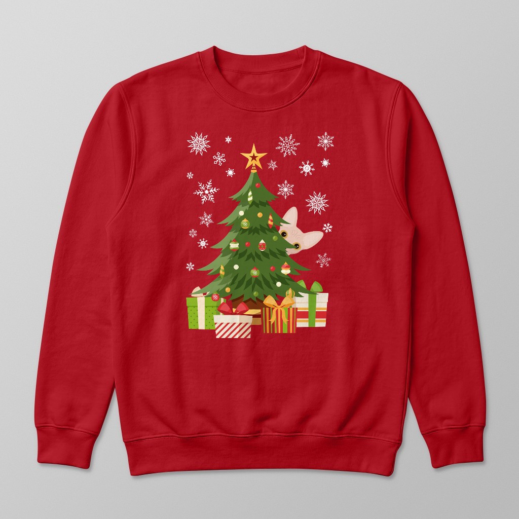 Behind The Christmas Tree: Personalized {breedFullName} Sweatshirt