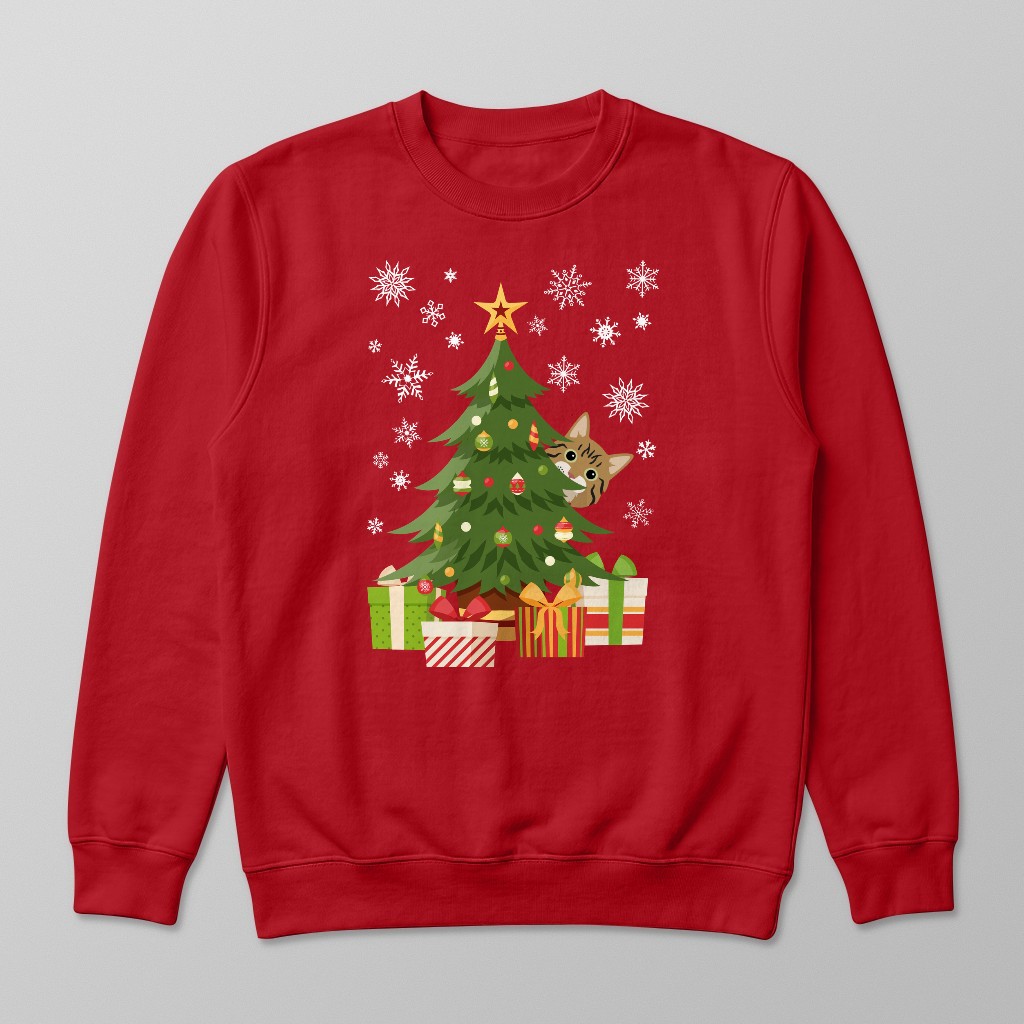 Behind The Christmas Tree: Personalised {breedFullName} Sweatshirt
