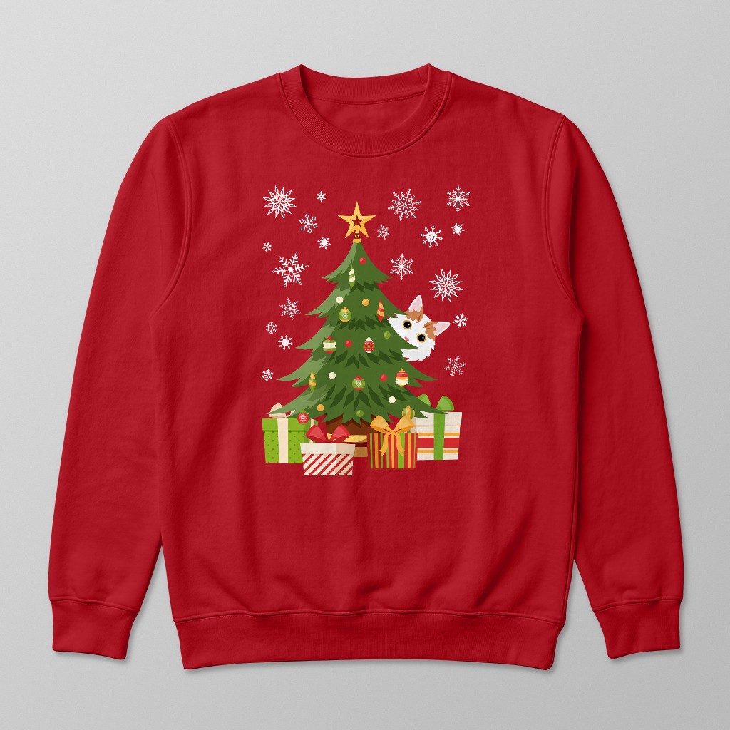 Behind The Christmas Tree: Personalised {breedFullName} Sweatshirt