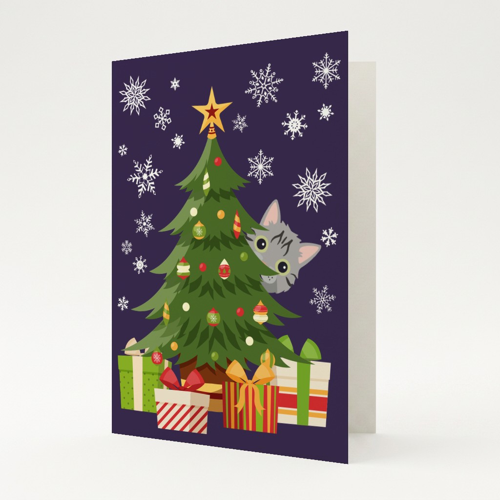 Behind The Christmas Tree: Personalised {breedFullName} Card