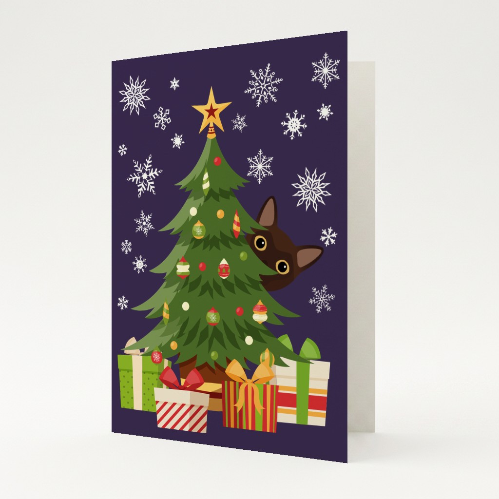 Behind The Christmas Tree: Personalised {breedFullName} Card