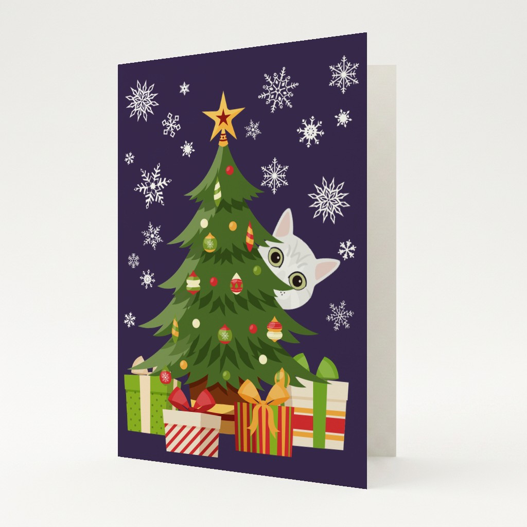 Behind The Christmas Tree: Personalised {breedFullName} Card