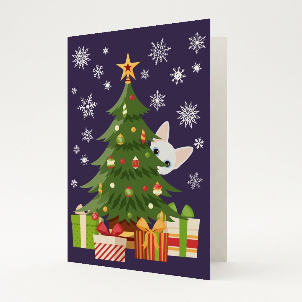 Behind The Christmas Tree: Personalised {breedFullName} Card