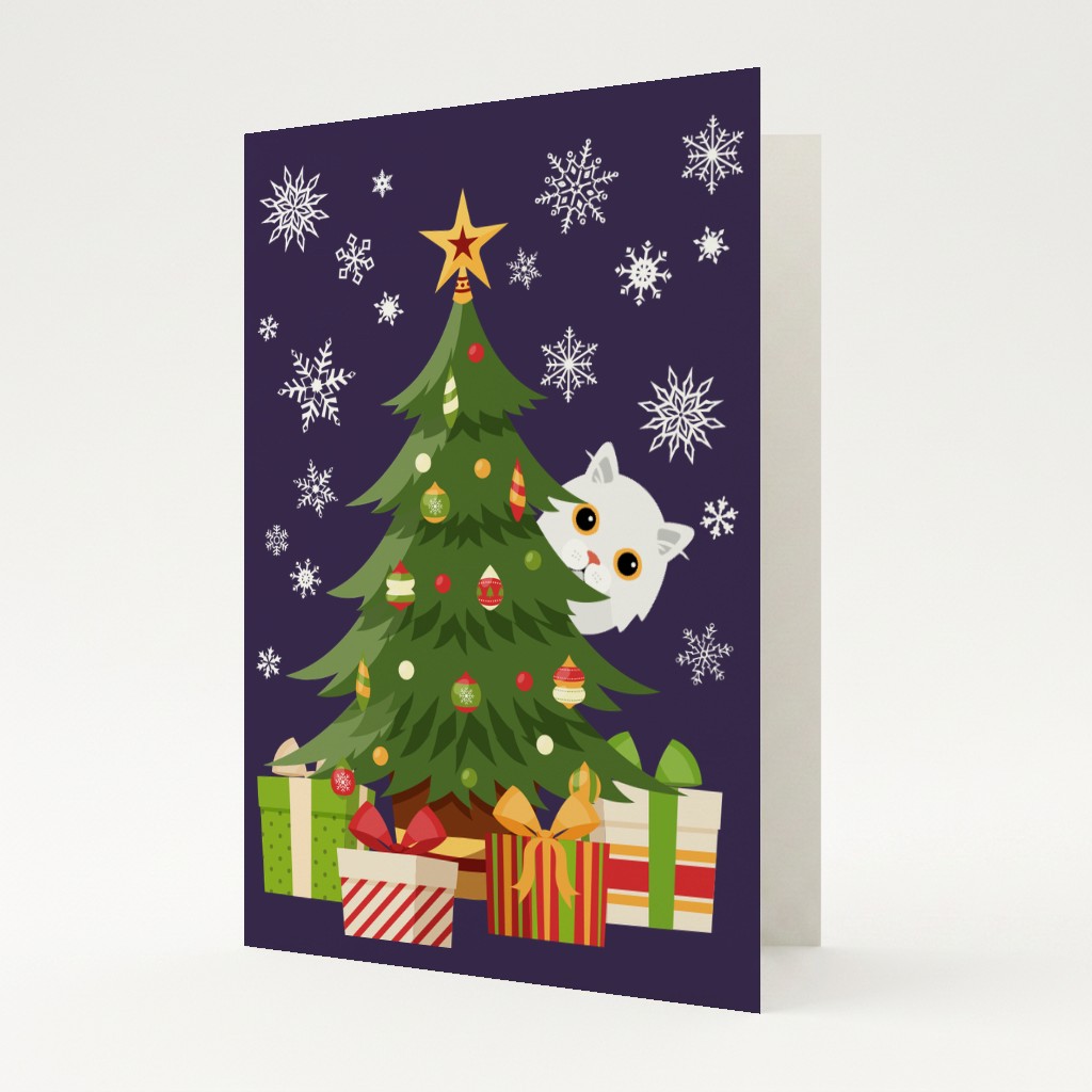 Behind The Christmas Tree: Personalised {breedFullName} Card