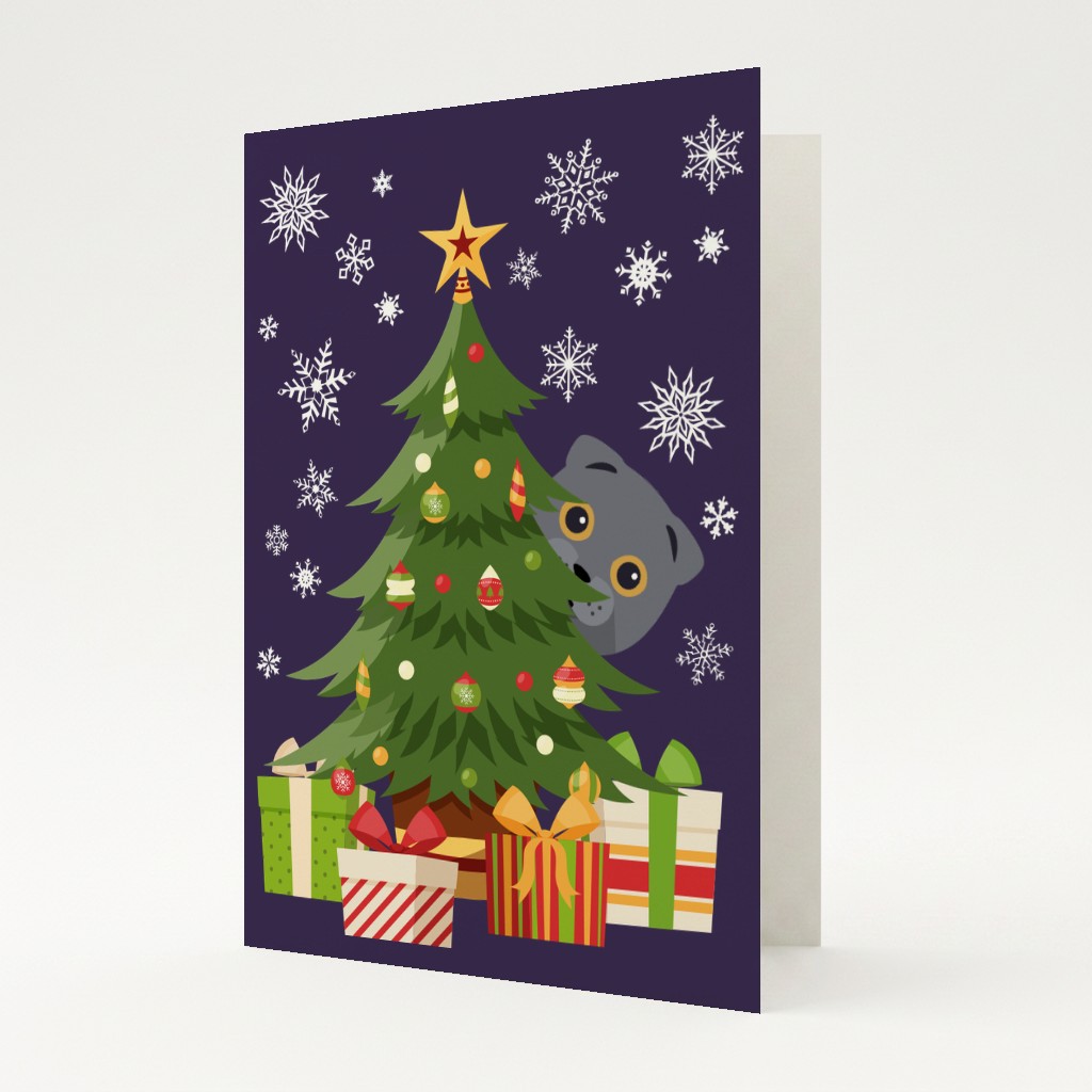 Behind The Christmas Tree: Personalised {breedFullName} Card