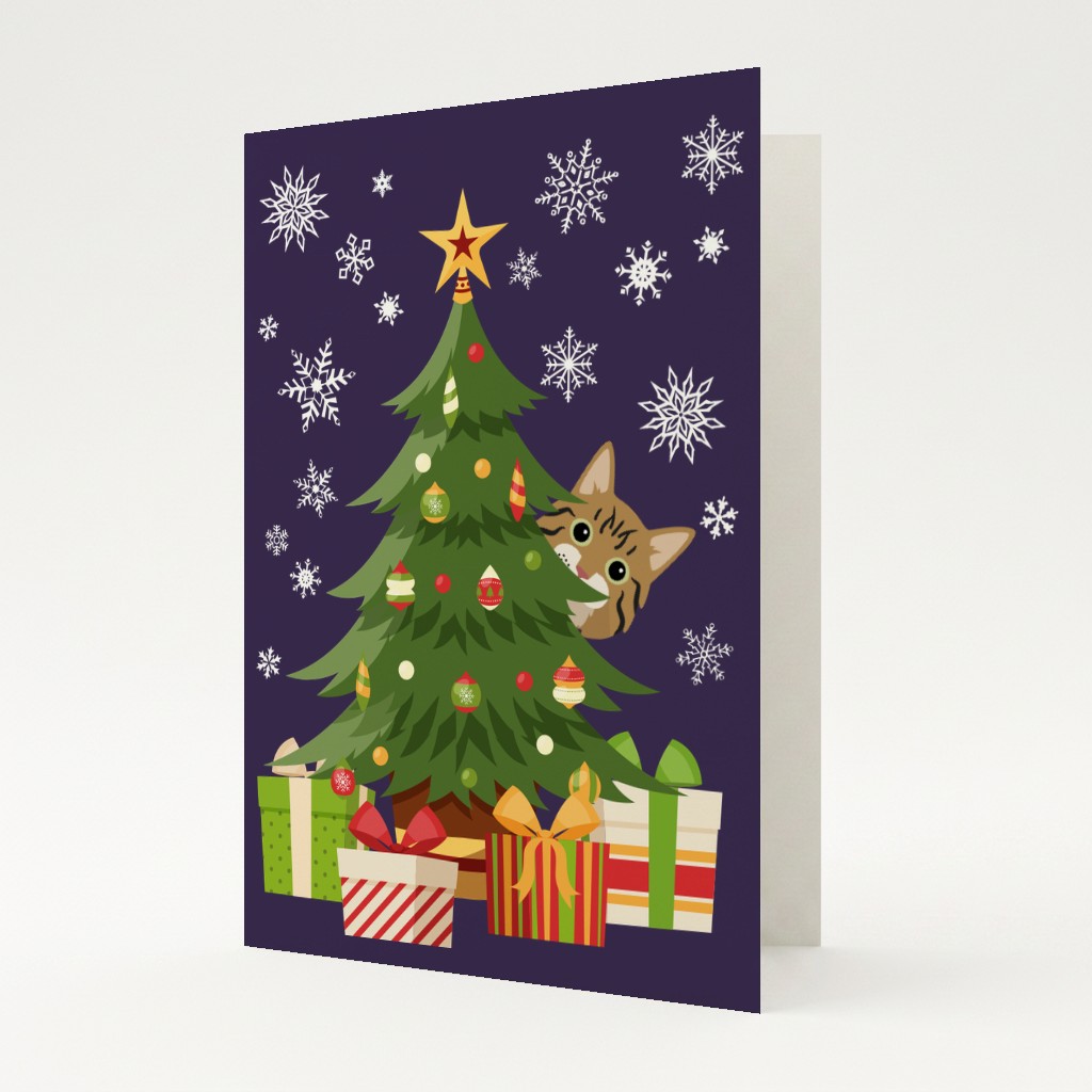 Behind The Christmas Tree: Personalised {breedFullName} Card