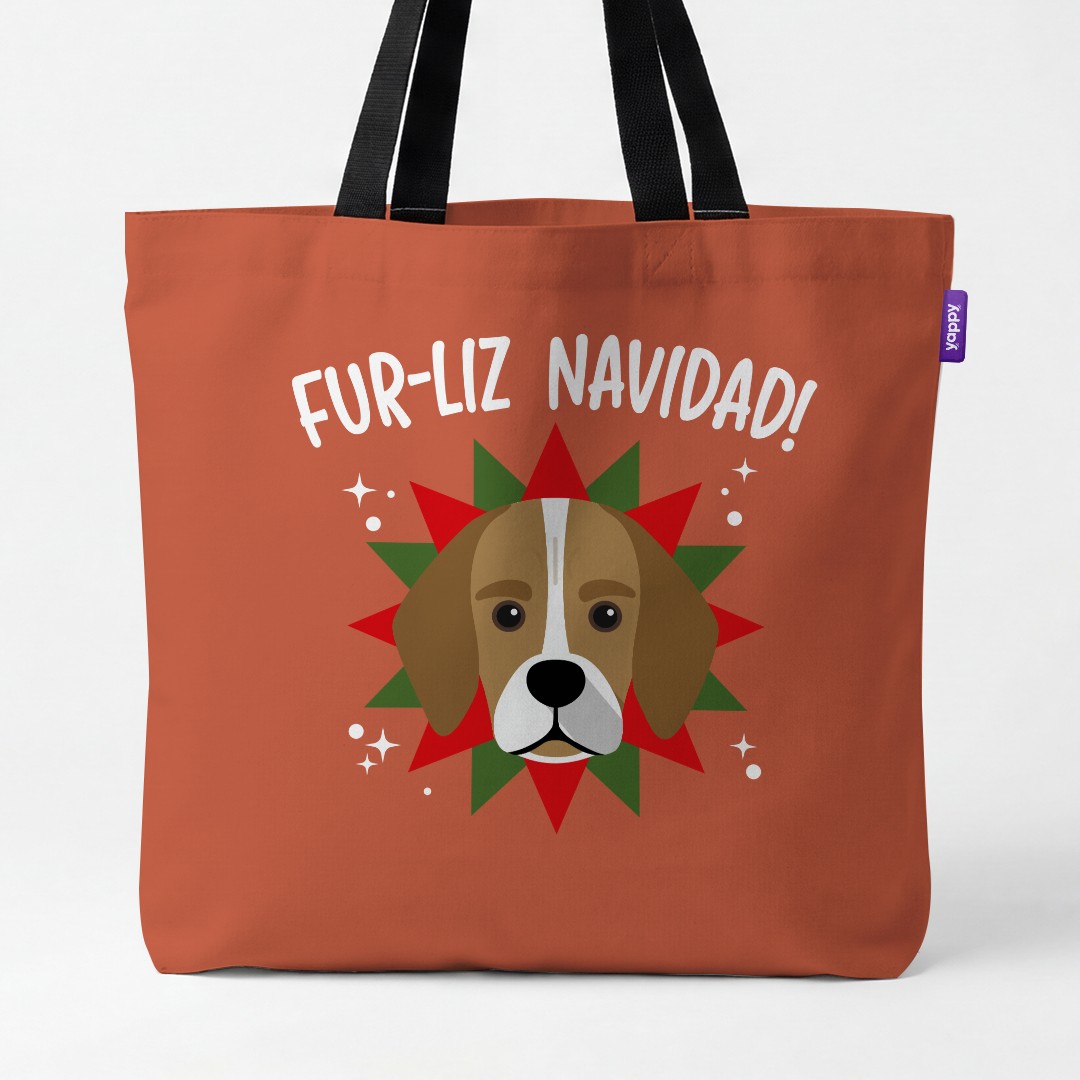 'Fur-Liz Navidad' - Personalised {breedCommonName} Canvas Bag
