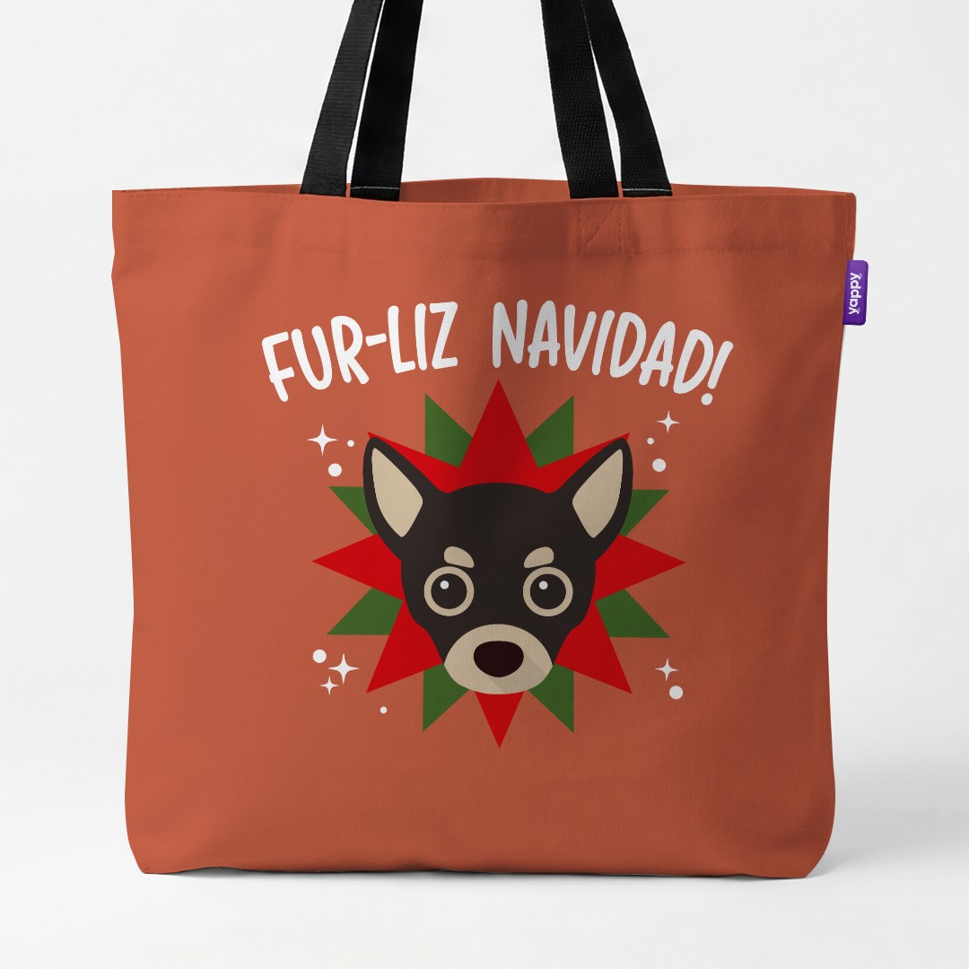 'Fur-Liz Navidad' - Personalised {breedCommonName} Canvas Bag