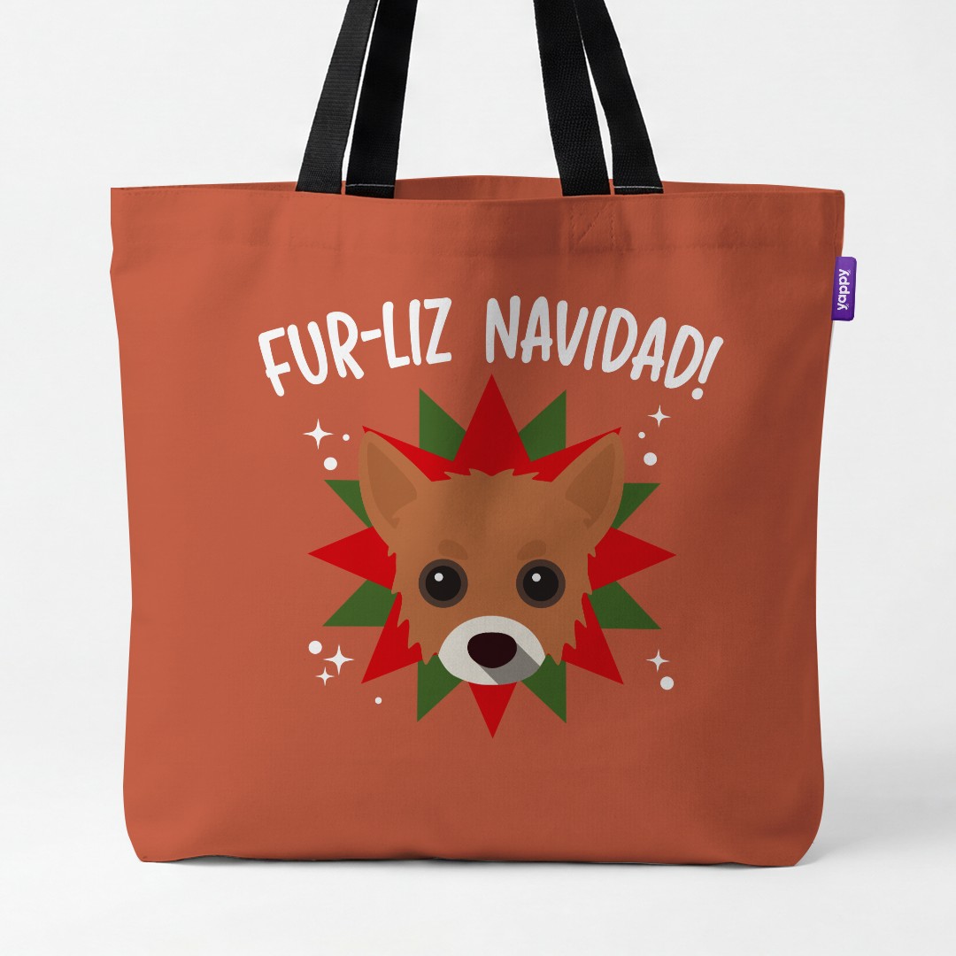 'Fur-Liz Navidad' - Personalised {breedCommonName} Canvas Bag