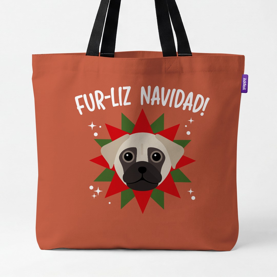'Fur-Liz Navidad' - Personalised {breedCommonName} Canvas Bag