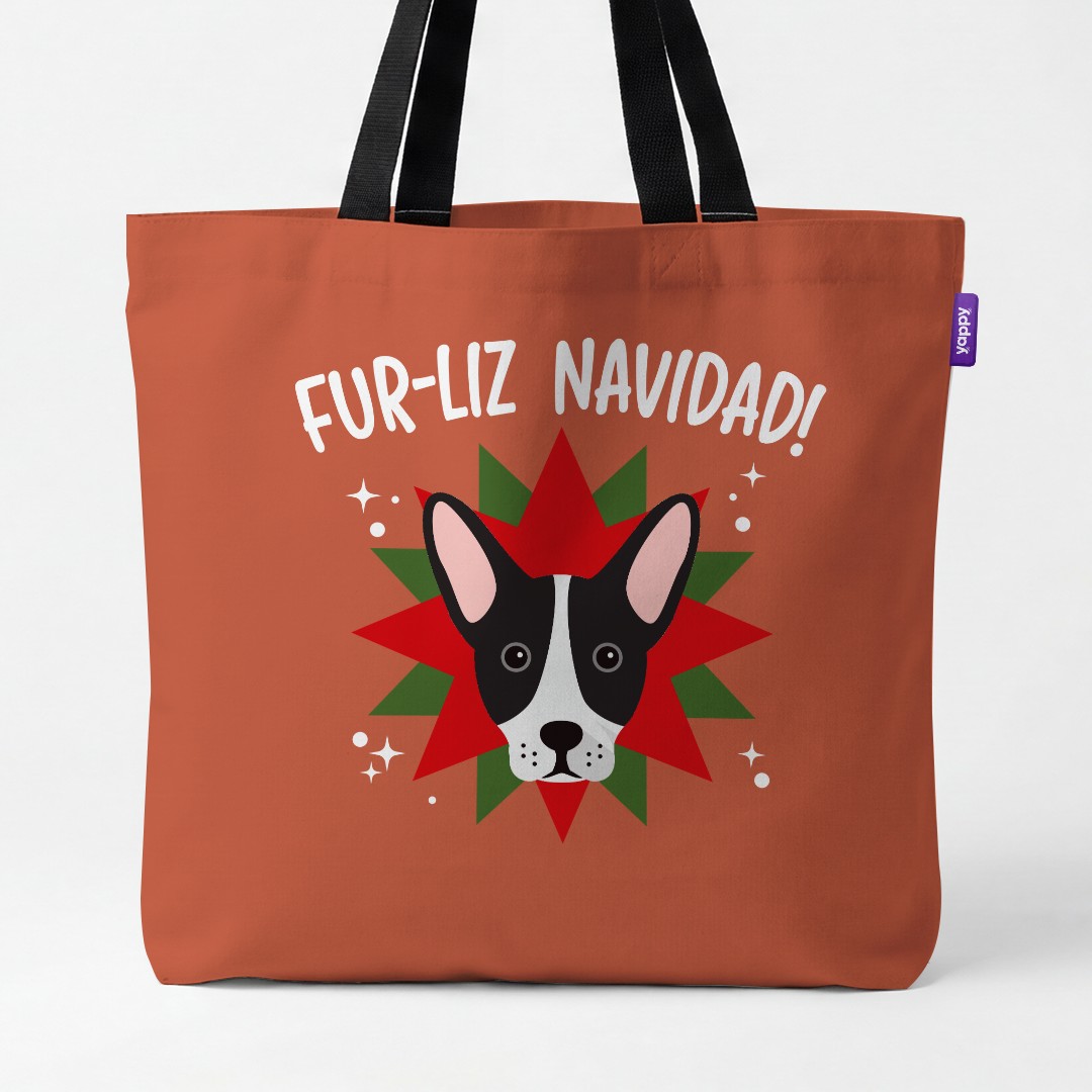 'Fur-Liz Navidad' - Personalised {breedCommonName} Canvas Bag