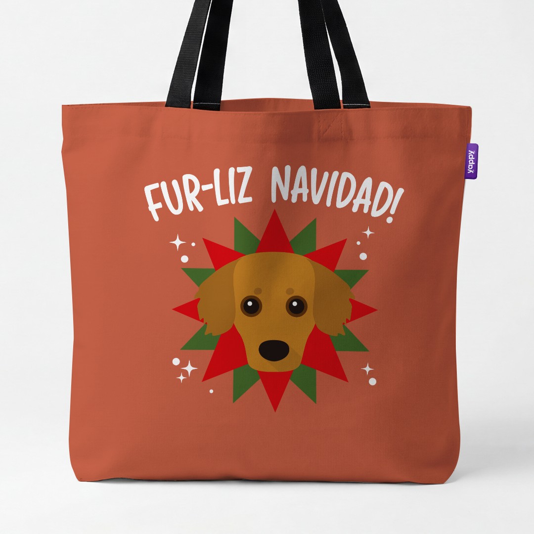 'Fur-Liz Navidad' - Personalised {breedCommonName} Canvas Bag