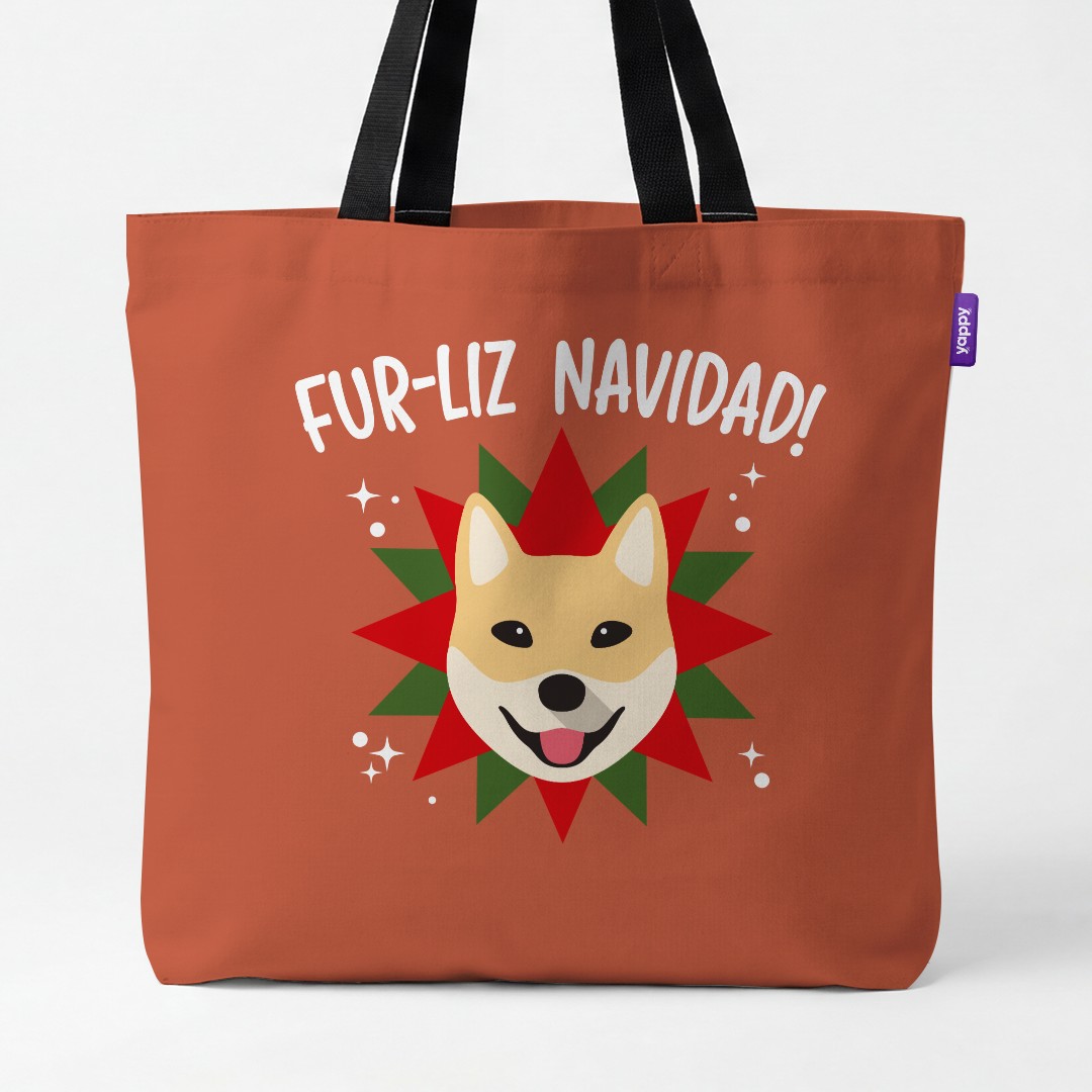 'Fur-Liz Navidad' - Personalised {breedCommonName} Canvas Bag