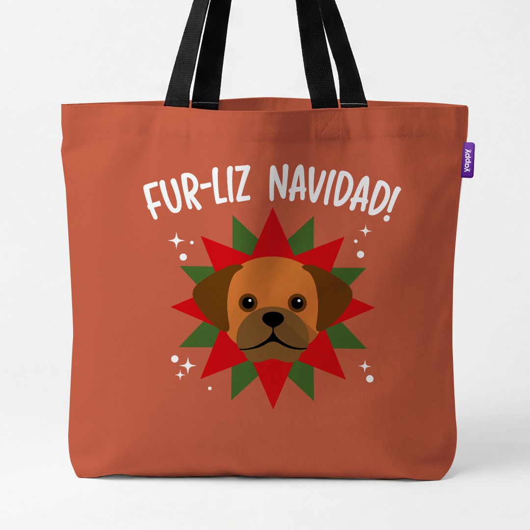 'Fur-Liz Navidad' - Personalised {breedCommonName} Canvas Bag