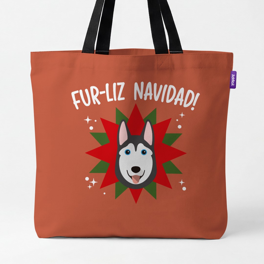'Fur-Liz Navidad' - Personalised {breedCommonName} Canvas Bag