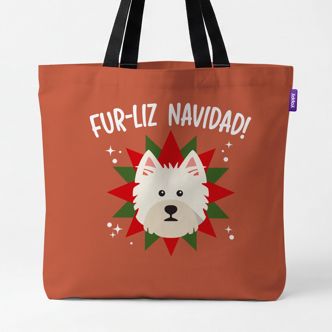 'Fur-Liz Navidad' - Personalised {breedCommonName} Canvas Bag