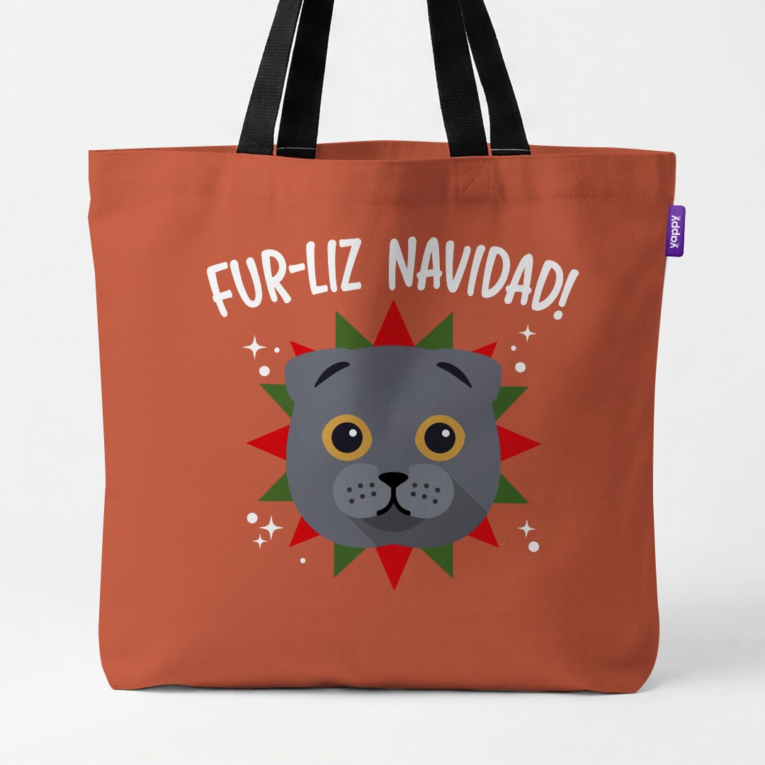 'Fur-Liz Navidad' - Personalised {breedCommonName} Canvas Bag