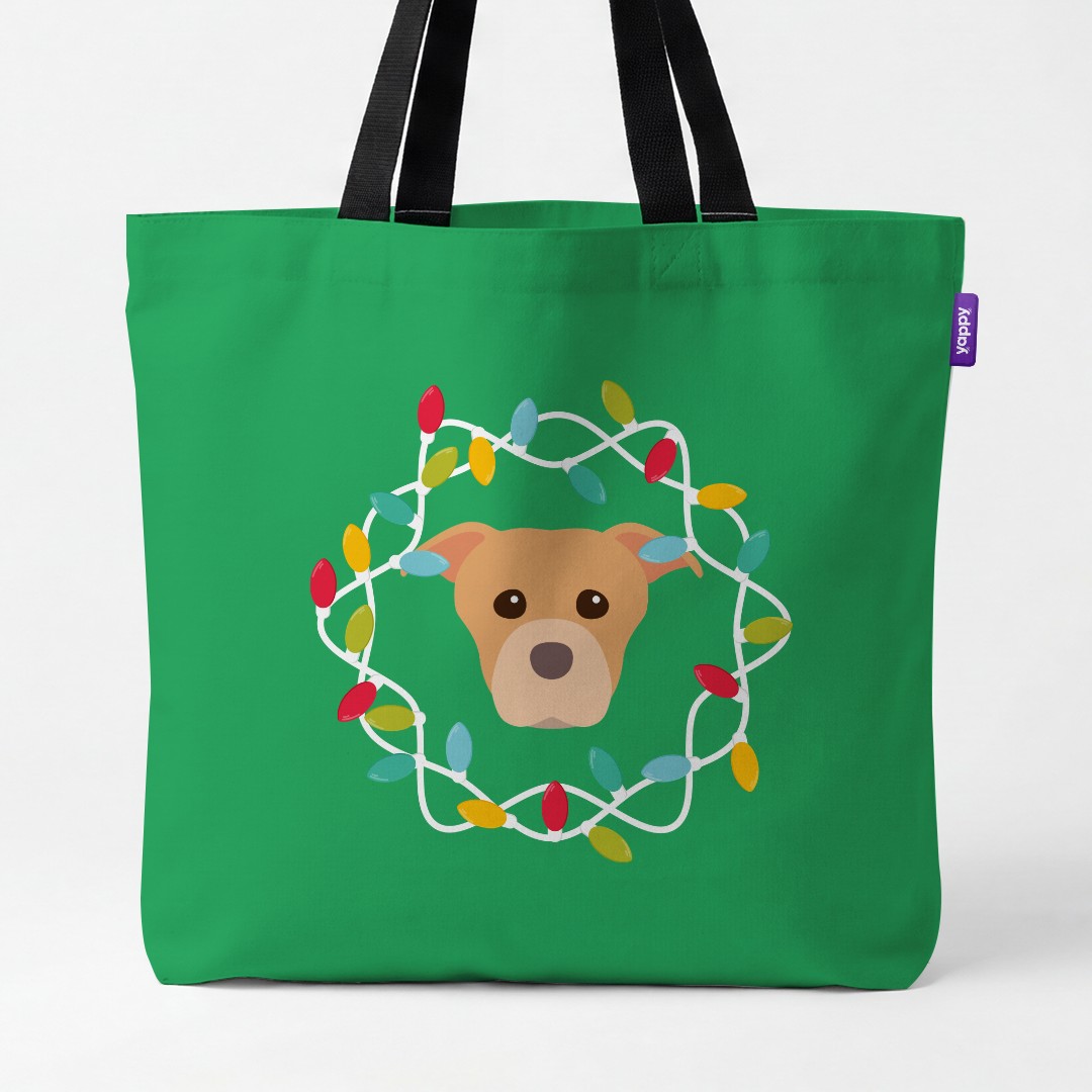 'Christmas Lights' - Personalised {breedCommonName} Canvas Bag