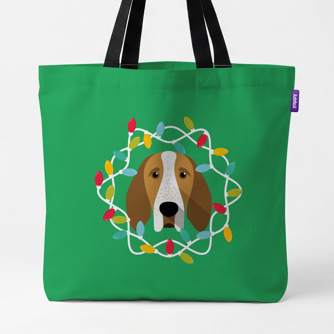 'Christmas Lights' - Personalised {breedCommonName} Canvas Bag