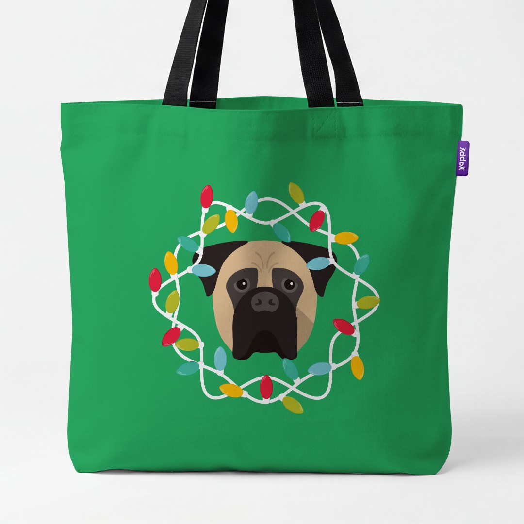 'Christmas Lights' - Personalised {breedCommonName} Canvas Bag