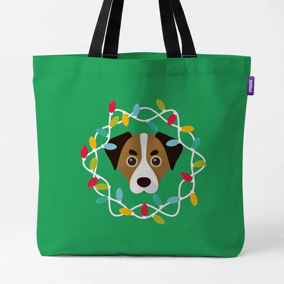 'Christmas Lights' - Personalized {breedCommonName} Canvas Bag