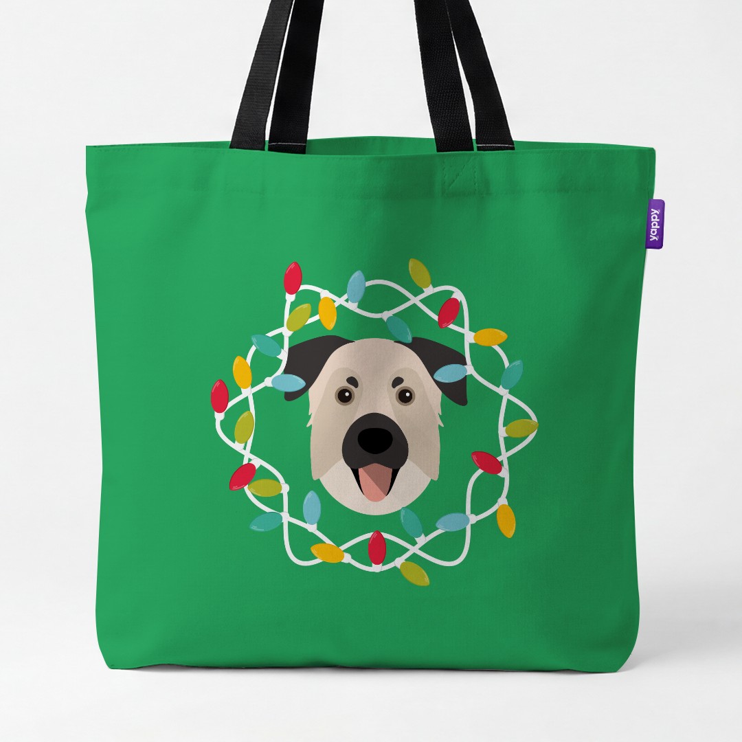'Christmas Lights' - Personalised {breedCommonName} Canvas Bag