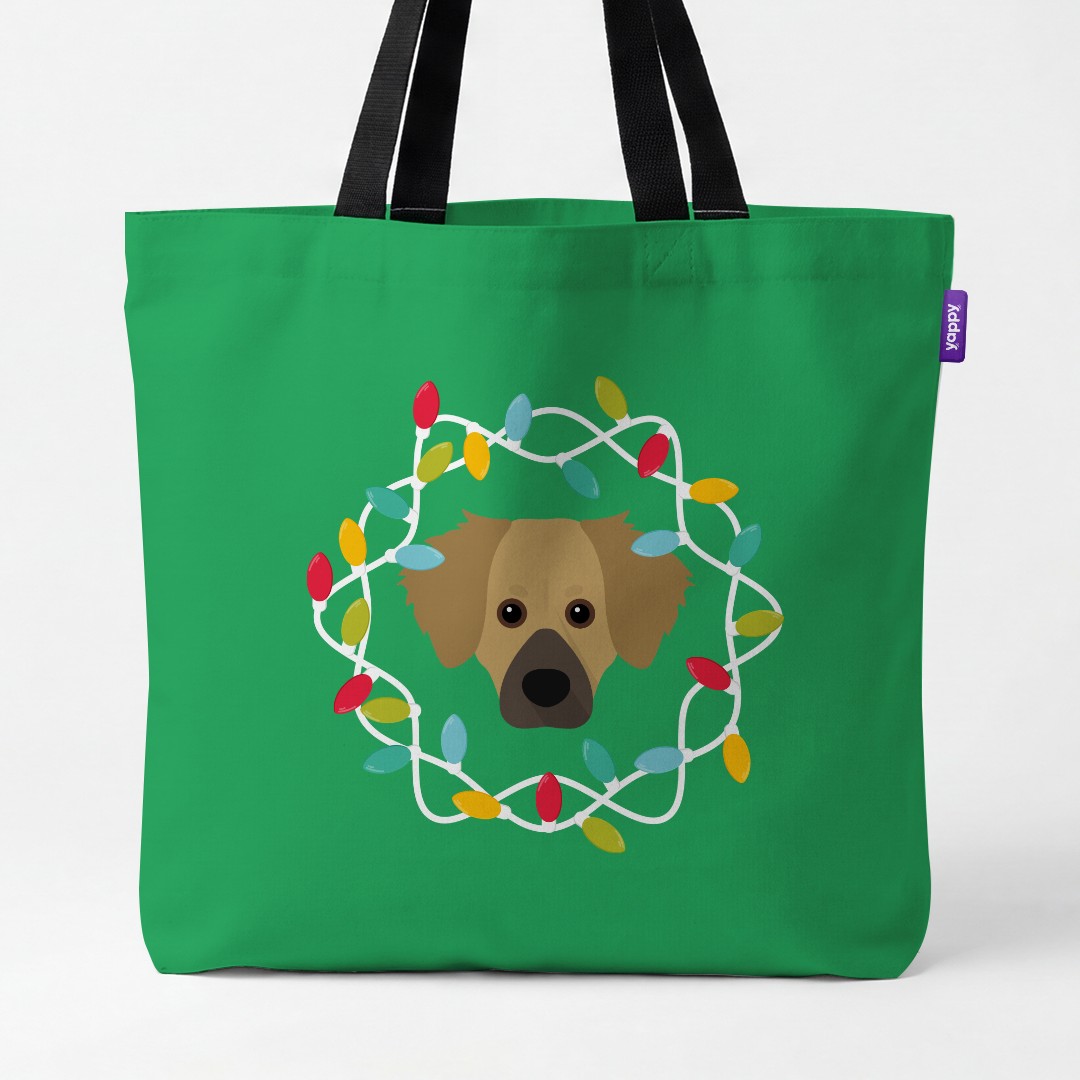 'Christmas Lights' - Personalised {breedCommonName} Canvas Bag