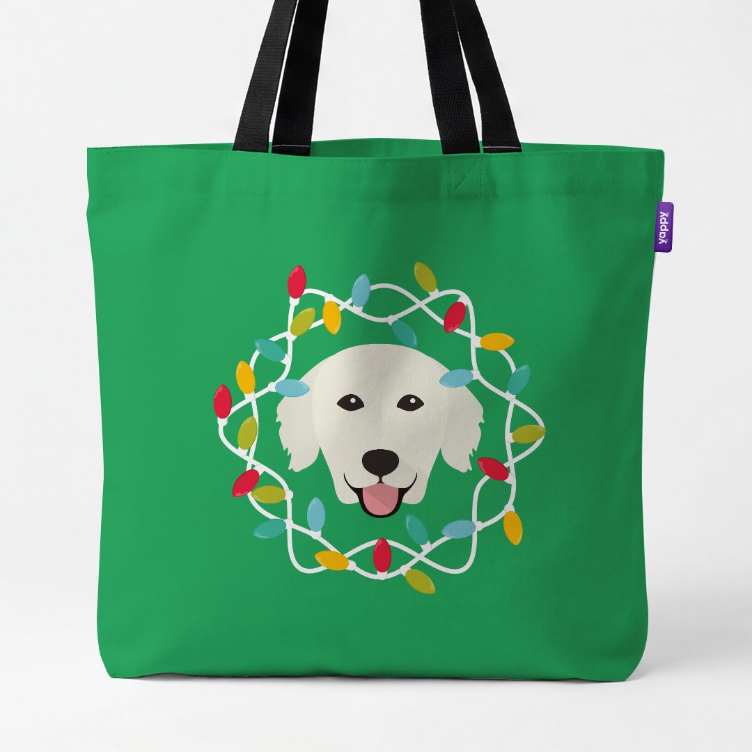 'Christmas Lights' - Personalised {breedCommonName} Canvas Bag